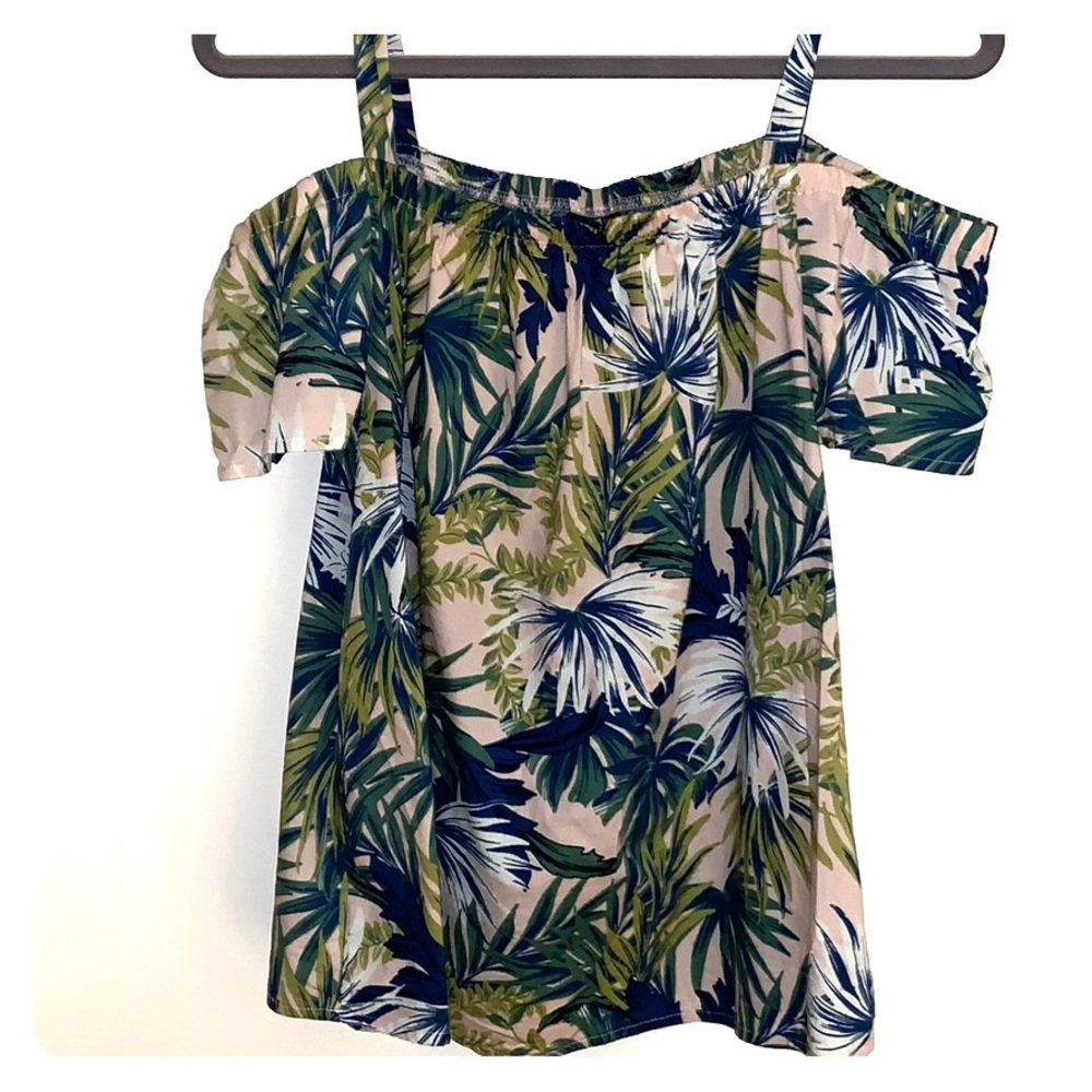 Bobeau Tropical off the Shoulder Blouse